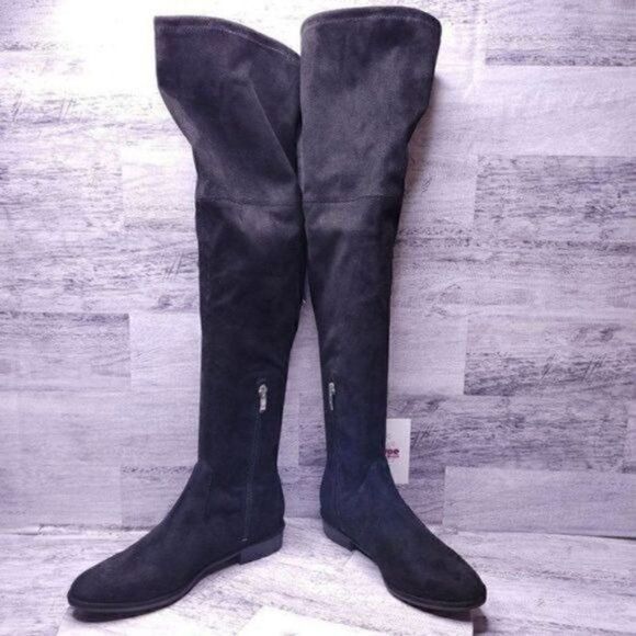 Marc Fisher Over the Knee Tall Faux Suede Flat Boot Black Women's sz 7 - Picture 8 of 13